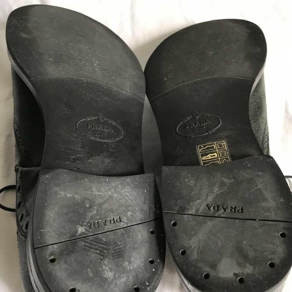 PRADA Olive Grained Leather Oxford Shoes Mens 6/ W - Picture 3 of 8